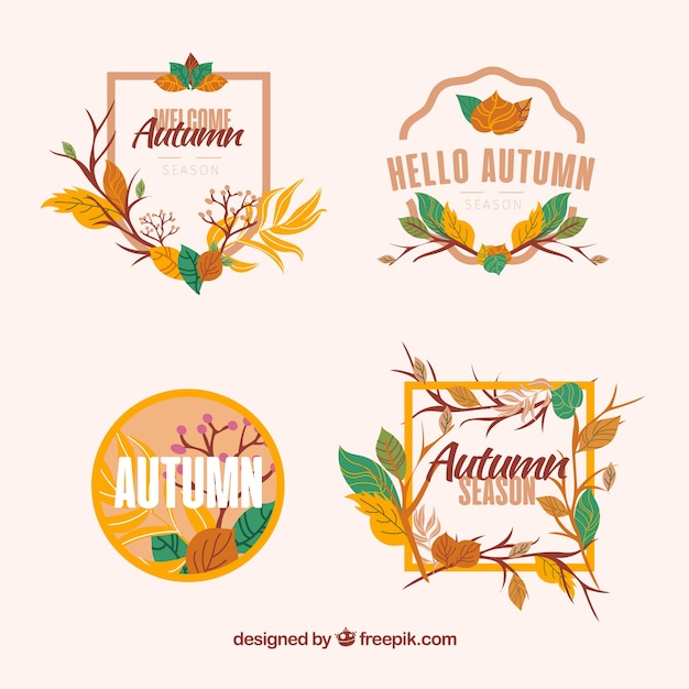 Free vector beautiful autumn badges