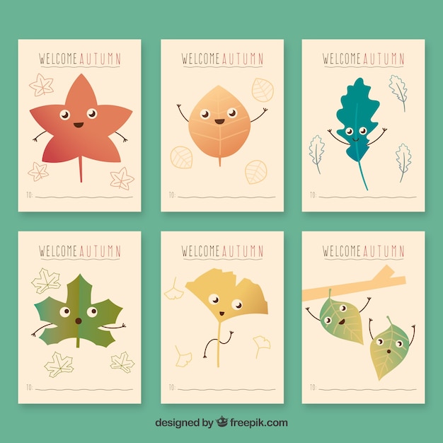 Free vector beautiful autumn card collection