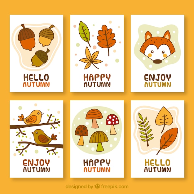 Free vector beautiful autumn card collection