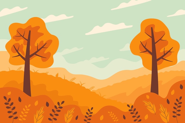 Free vector beautiful autumn illustration of a landscape