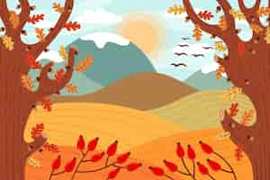 Free vector beautiful autumn landscape