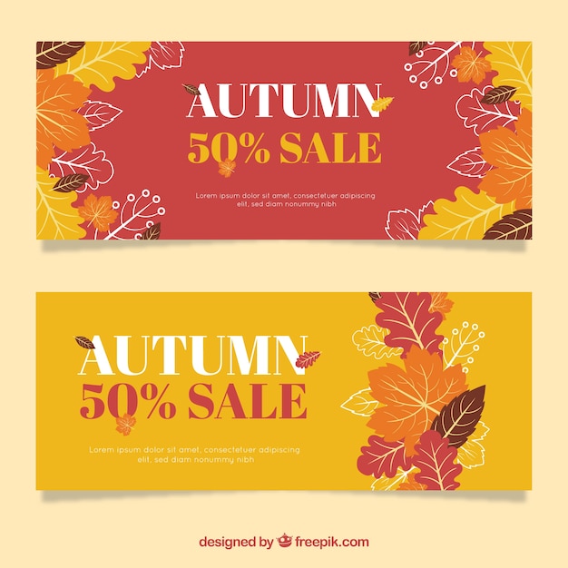 Free vector beautiful autumn sale banners