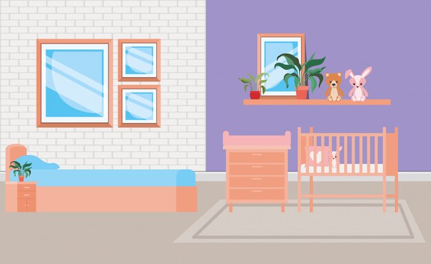 Beautiful baby bed room scene