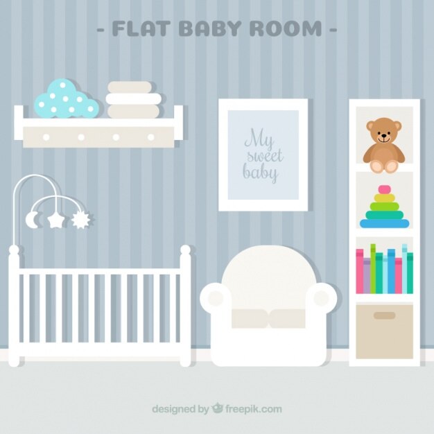 beautiful baby room with striped wall and white crib
