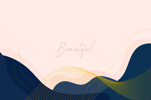 Beautiful background with Organic shapes and golden lines