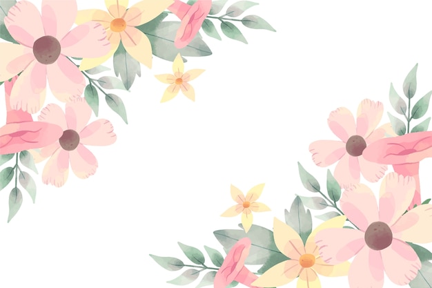Beautiful background with watercolor flowers in pastel colors