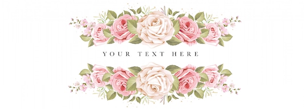 beautiful banner floral and leaves template
