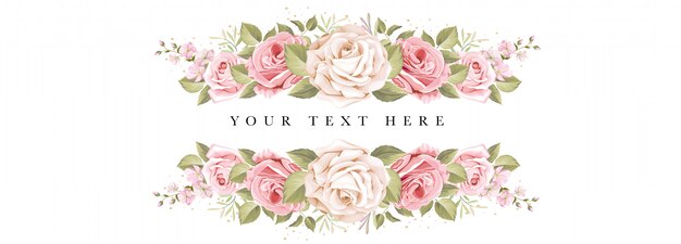 beautiful banner floral and leaves template