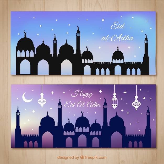 Free vector beautiful banners with starry sky