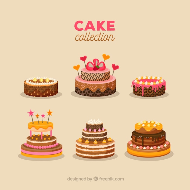 Free vector beautiful birthday cakes