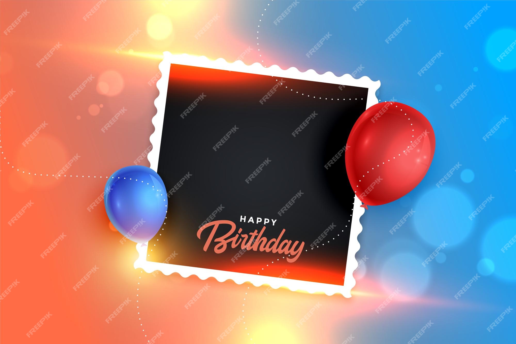 Free Vector | Beautiful birthday photo frame banner with balloons