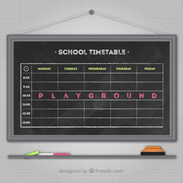 Free vector beautiful blackboard school timetable