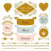 Free vector beautiful blog elements set in vintage style