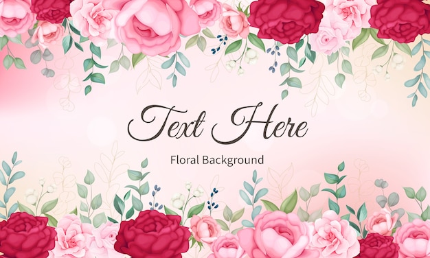 Free vector beautiful blooming floral and leaves background