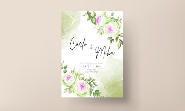 Beautiful blooming rose flower wedding invitation floral design