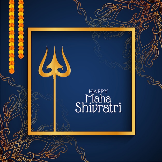 Beautiful blue color Maha shivratri festival greeting card