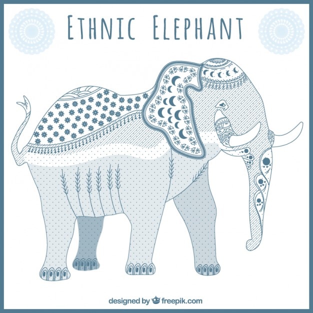 Free Vector beautiful blue ethnic elephant