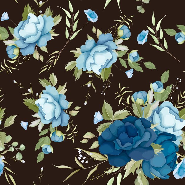 아름 다운 푸른 꽃 원활한 패턴