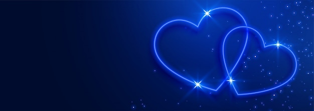 Beautiful blue hearts banner background