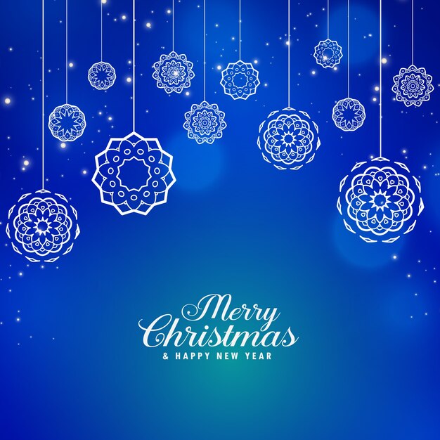 красивый синий веселый рождественский фон с творческим рождественские шары