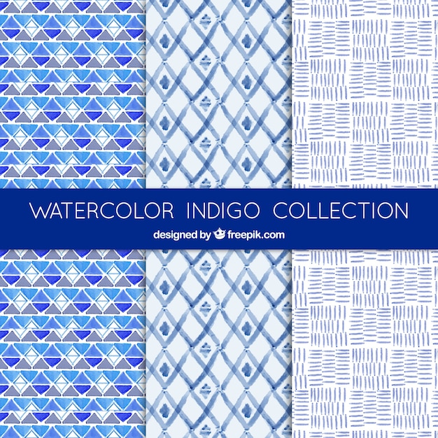 Free vector beautiful blue watercolor patterns of abstract forms