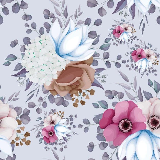 Free vector beautiful bohemian seamless pattern floral