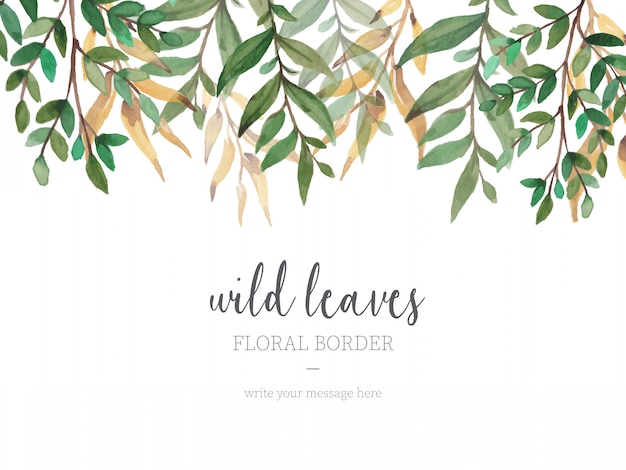 Free vector beautiful border with wild leaves