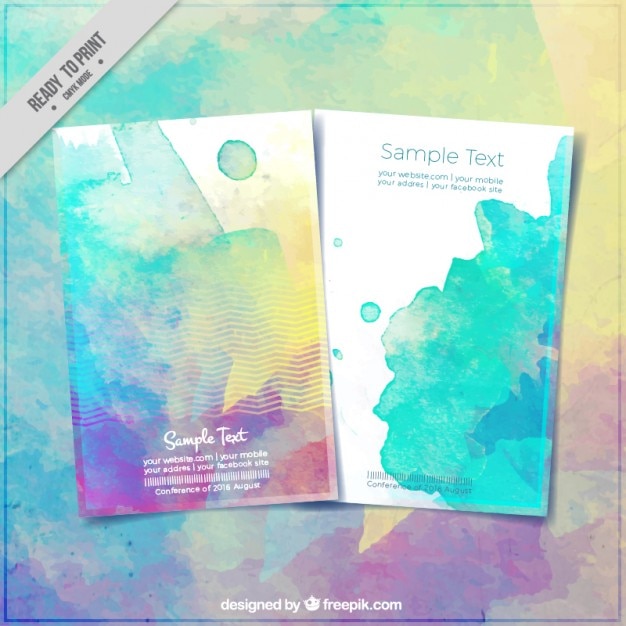 Free vector beautiful brochure, watercolor