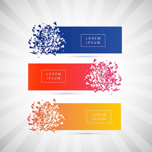 Free vector beautiful broken banner colorful set vector