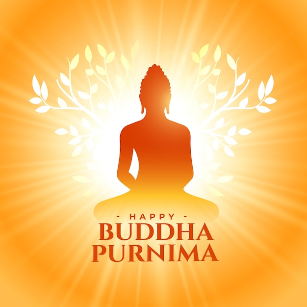 Free vector beautiful buddha or guru purnima religious background with light effect