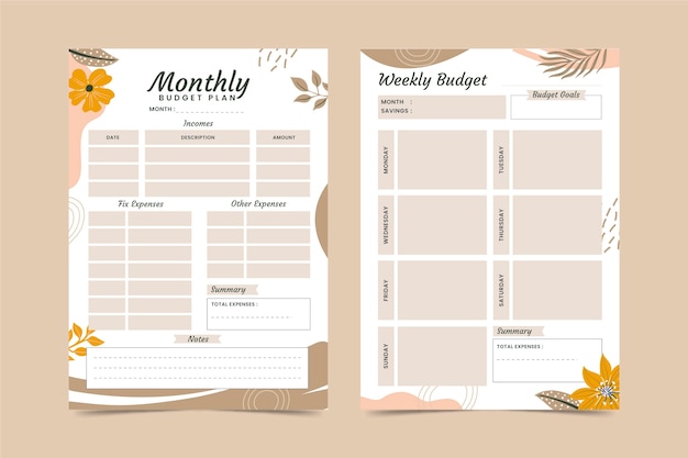 Free vector beautiful budget planner template