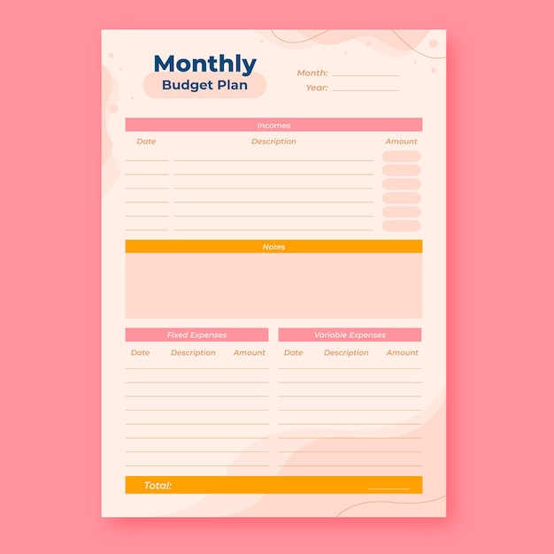 Free vector beautiful budget planner template