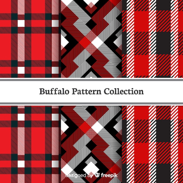 Free vector beautiful buffalo pattern collection