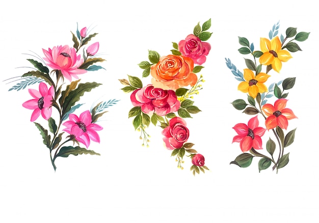 Free vector beautiful bunch floral set vector illustration