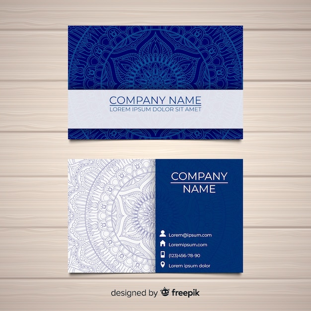 Free vector beautiful business card with mandala concept