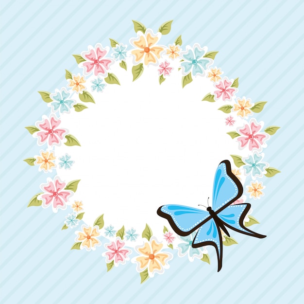 Free vector beautiful butterfly frame