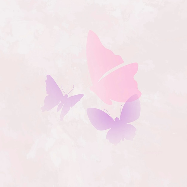無料ベクター 美しい蝶のロゴの要素、ピンクのベクトルの創造的な動物のイラスト