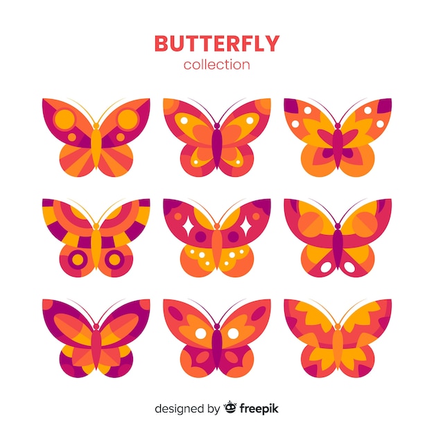 Free vector beautiful butterfly pack