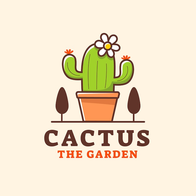 Bellissimo modello di logo di cactus