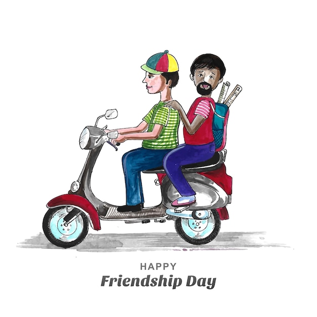 Beautiful card for friendship day hand draw watercolor background