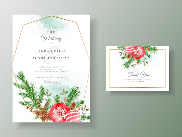 Красивый шаблон открытки с цветочным и рождественским орнаментом