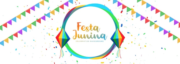 Красивый праздник festa junina флаги гирлянды декоративный дизайн баннера