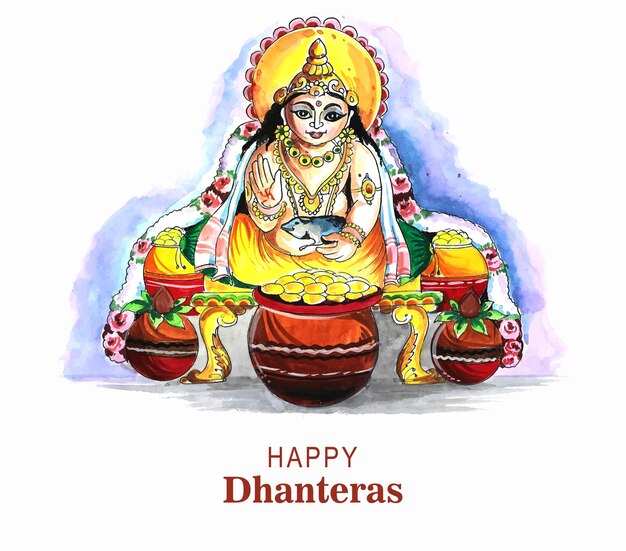 아름 다운 축 하 행복 dhanteras 인사말 카드 디자인