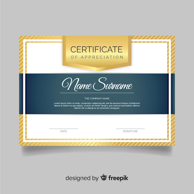 Beautiful certificate template with golden elements