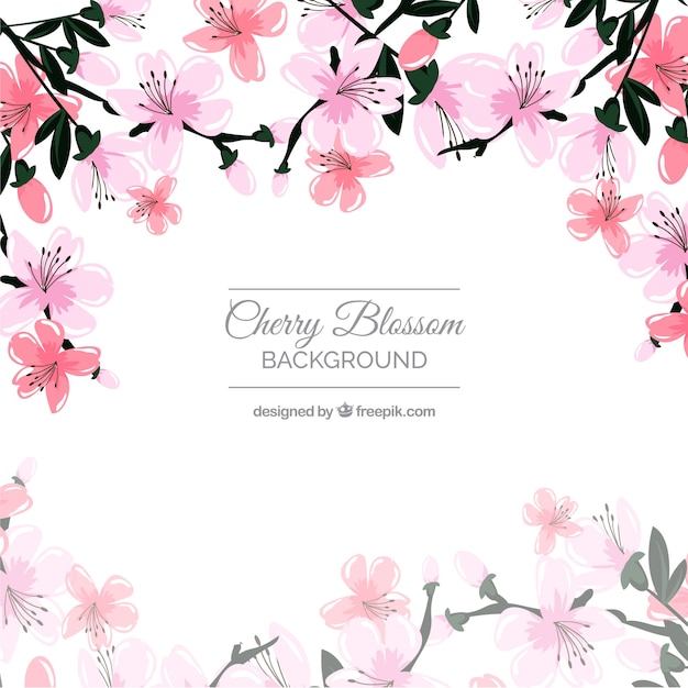 Free vector beautiful cherry blossom background