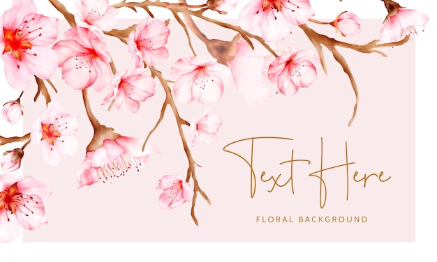 Free vector beautiful cherry blossom watercolor floral background