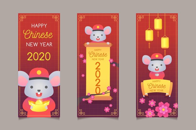 Beautiful chinese new year banners in flat design