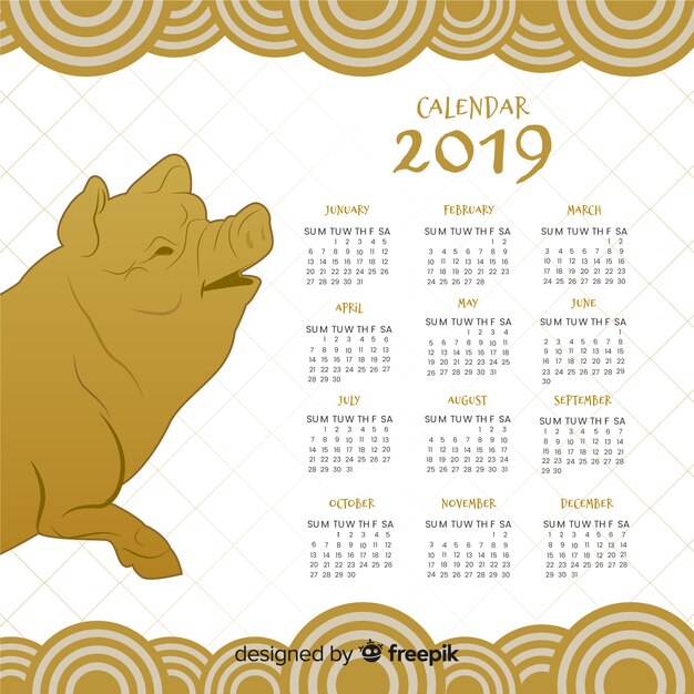Бесплатное векторное изображение Красивый китайский новогодний календарь