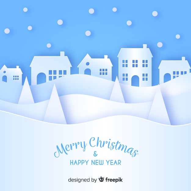 Free vector beautiful christmas background in paper style