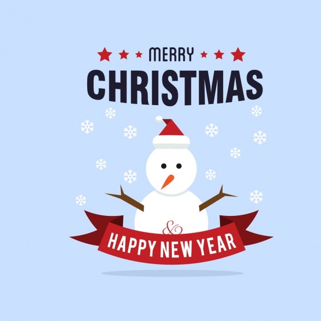 Free vector beautiful christmas card with a snowman